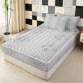 thumbnail image 2 of Erosebridal Abstract Diamond Stripe Zipper Full Size Comforter Sets with Fitted Sheet and 2 Pillowcases for Women Men, Gray White Rhombus Line Zipper Bedding Set, Gray Reversible, 4 Pieces, 2 of 7