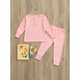 thumbnail image 2 of Wassery 2PCS Kids Girls Fall Pajamas Set Toddler Girls Boys Nightwear Long Sleeve Round Neck Tops Long Pants Sleepwear Loungewear Outfit Set 18M-6T, 2 of 8