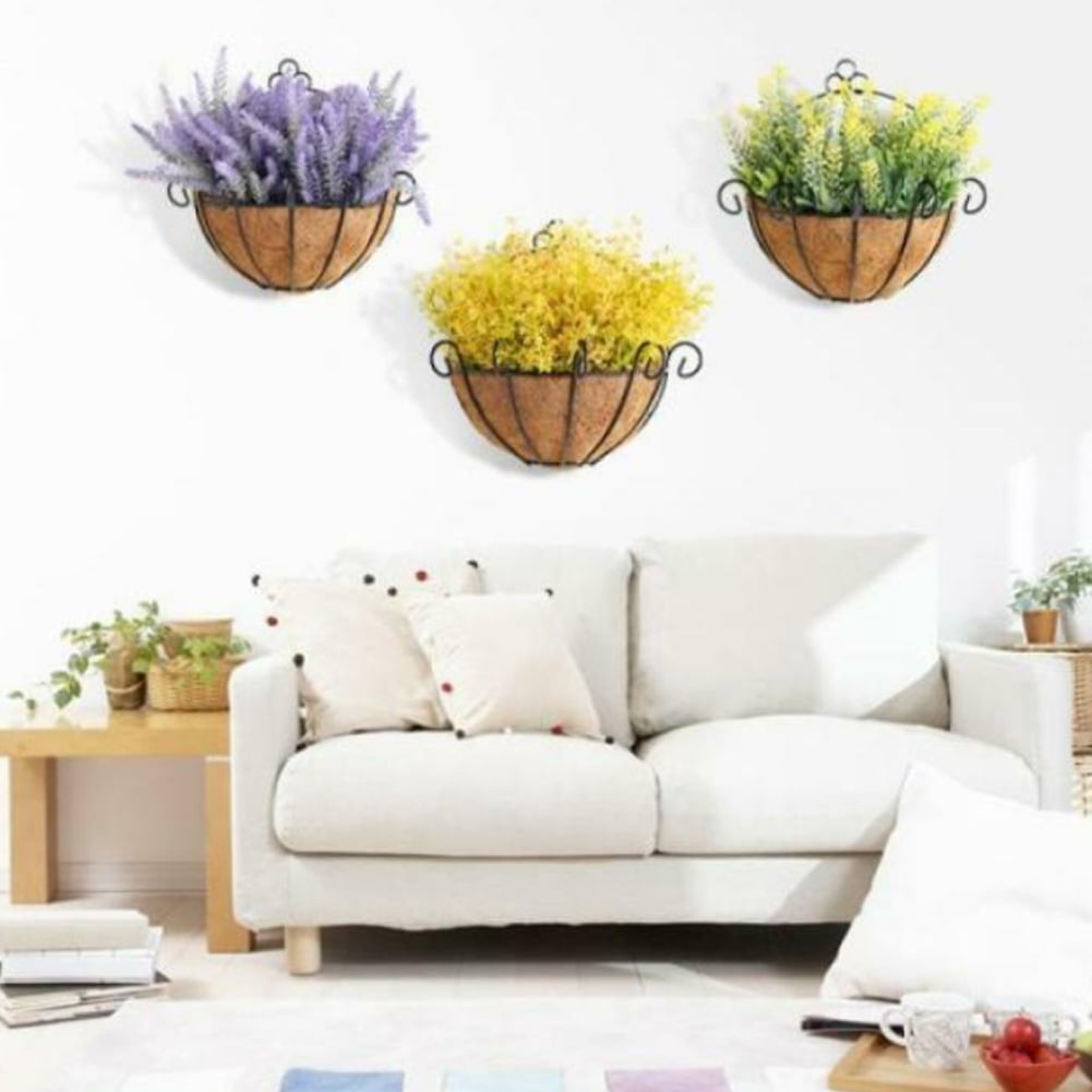 Hanging Flower Baskets for Outdoor Plants Large Metal Wire Planters with Coco Liner Pot for Home Planting Black Watering Plant Holders for Outside Garden Gift 12 inch