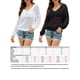 thumbnail image 4 of Top de punto holgado para mujer con agujeros calados y escote en V largo, 4 of 8