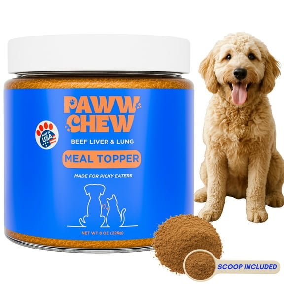 Paww Chew Beef Liver Food Toppers for Dogs & Cats - 100% Natural, High Protein Dog Seasoning for Food, Meal Topper & Appetite Stimulant for Picky Eaters, Liver & Lung Weight Gain for All Breed & Size
