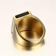 thumbnail image 4 of 18K Retro Gold Plated Black Agate Band Stainless Steel Men's Gift Ring Size 7-13, 4 of 8
