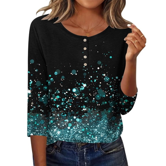 Cilsoka Ladies Tops and Blouses Plus Size, 3/4 Length Sleeve Womens Tops Summer Fashion V Neck Business Casual Blouses Smocked Shirts, Floral Print Tshirts