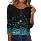 thumbnail image 3 of TaTaai Daily Wear T-Shirt Soft Skin-Friendly Women's Fashion Printed Button Round Neck 3/4 Sleeve Loose Casual All Season Fashion Top Gift, 3 of 7