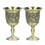 Wine Goblet, 2pcs Chalice Metal Vintage Handmade King Royal Embossed Glasses Cup Liquor Cups for Drink Coffee, Beer, Whiskey, Milk, Cocktail