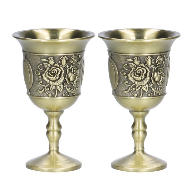 Copa de vino 2 copas de vino exquisita copa de vino vintage copa de vino de metal compacta y ligera Jadeshay A