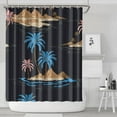 thumbnail image 2 of Coastal Paradise Tropical Sunset Palm Tree Shower Curtain, Waterproof Polyester, Machine Washable, Hooks Included, Hawaiian Island Classic Boho Bathroom Accessory, 2 of 5