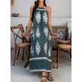 thumbnail image 6 of Summer Dress for Women 2025 Floral Sundress Spaghetti Strap Flowy Beach Vacation Boho Maxi Dresses Green L, 6 of 9