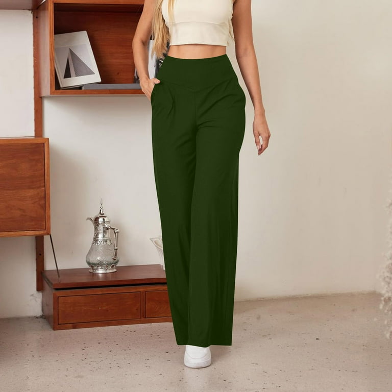 Women's Dress Pants Trendy Mid Waist Yoga Joggers Casual Loose Fit Solid  Color Pants with Pockets Classic Long Pants - Walmart.com