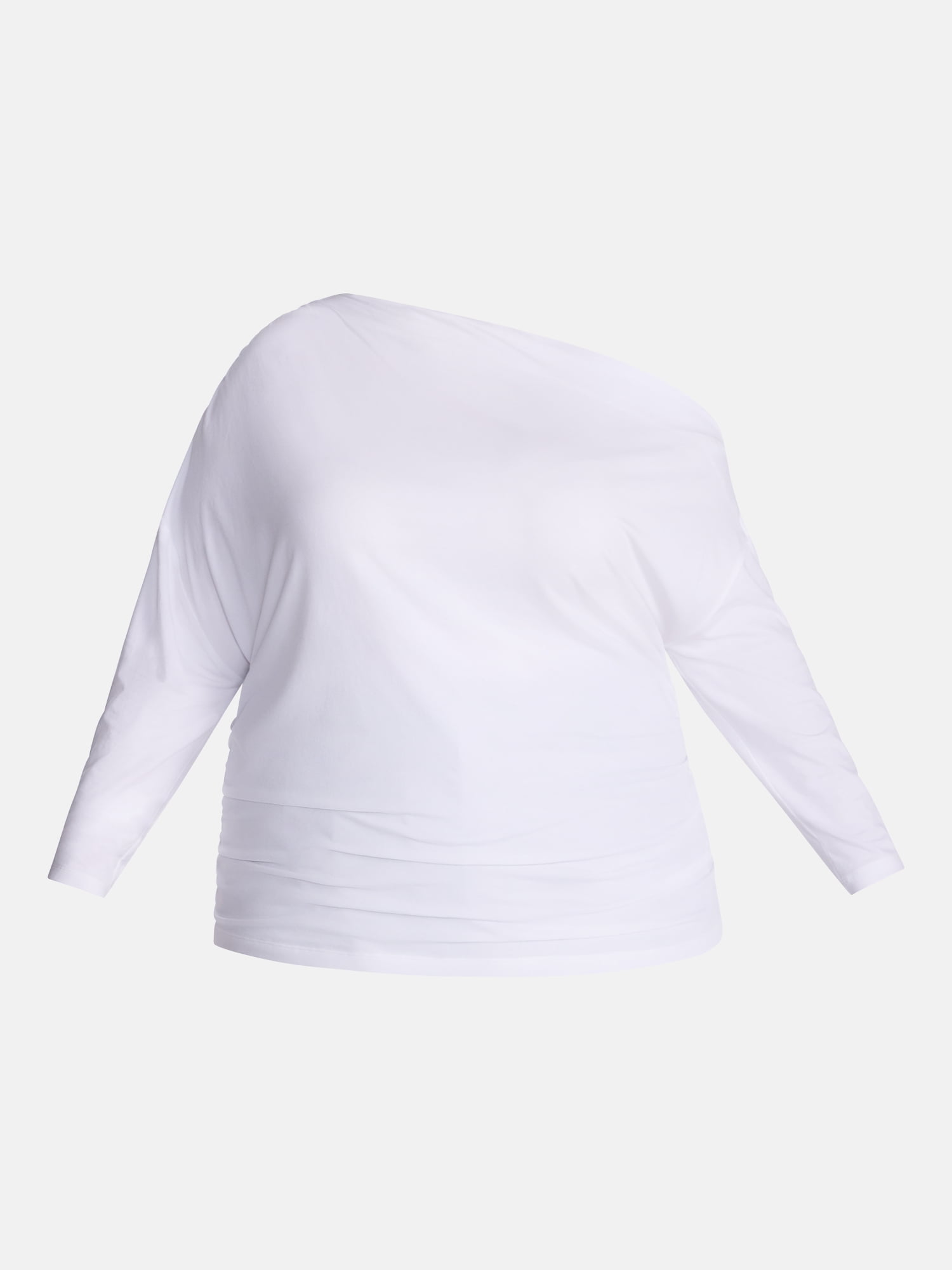 Terra & Sky Women’s Plus Asymmetrical Pleated One Shoulder Top with Long Sleeves, Sizes 0X-5X