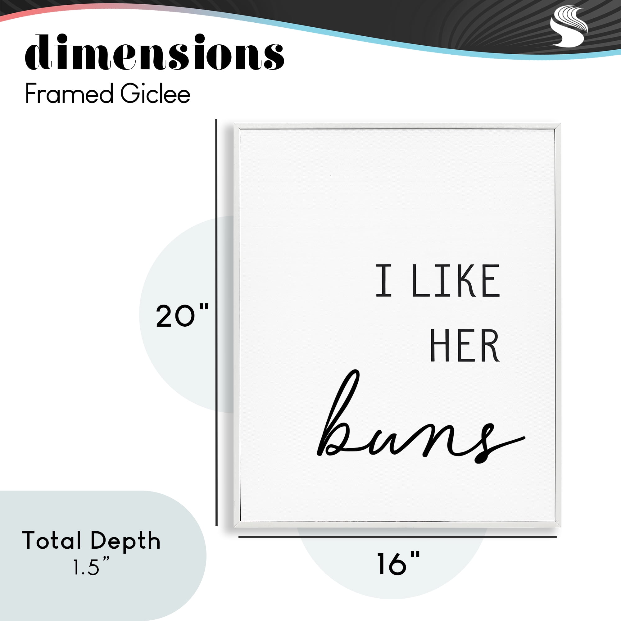 Like Her Buns White Framed Giclee Art, design by Lettered and Lined