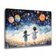 thumbnail image 2 of Póster de lienzo con dos niños bailando con globos en el cielo nocturno, decoración de dormitorio, paisaje deportivo, decoración de oficina, regalo, estilo marco, 20 x 30 cm, 2 of 8