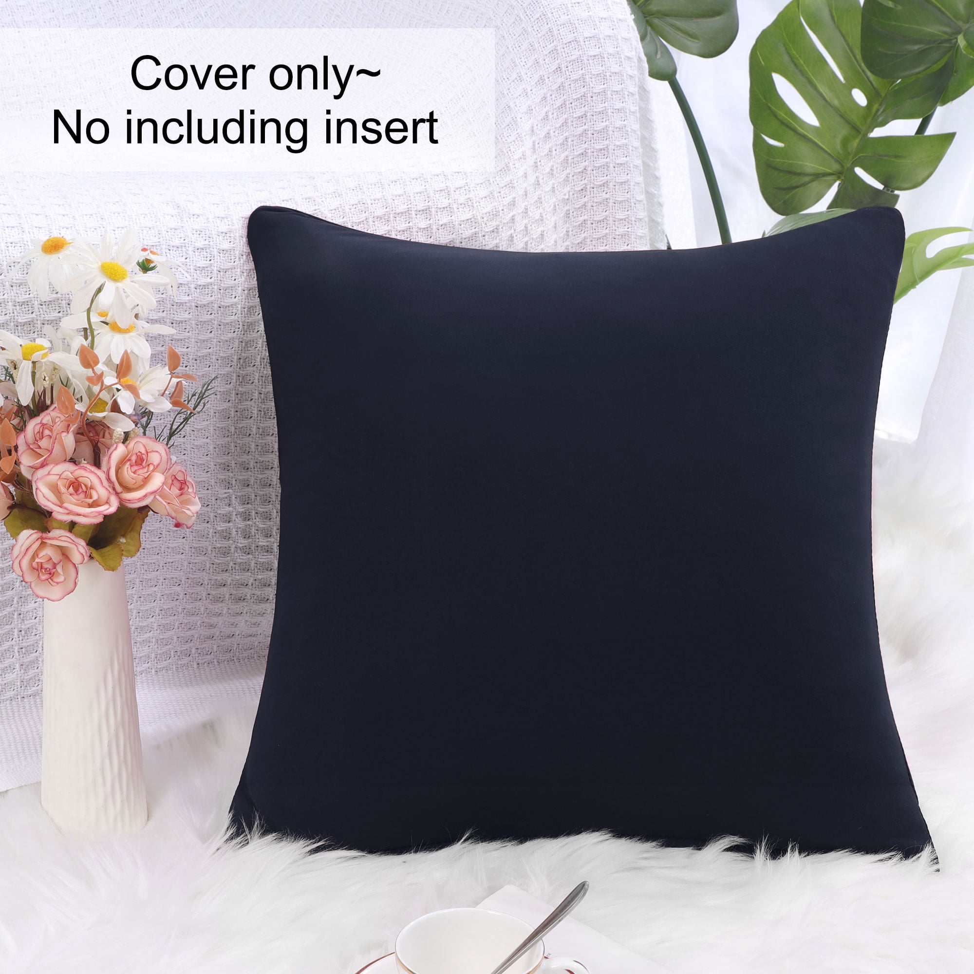 Unique Bargains Solid Decorative Throw Pillow Cover 18" x 18" Navy Blue