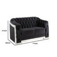 thumbnail image 2 of Benjara Loveseat with Button Tufting and Metal Trim, Black and Chrome, 2 of 5