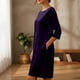 thumbnail image 5 of Karight Women's Velvet Dress Trendy Formal Long Sleeve Loose Casual Swing Mixi Dresses Plus Size for Daily Wear with Pockets, 5 of 5