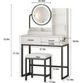 thumbnail image 5 of VEANERWOOD Makeup Vanity with Round Mirror and Lights, White Vanity Makeup Table with Charging Station, Small Vanity Table for Bedroom, 3 Lighting Modes, 31.5in(L), 5 of 8