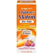 5 Pack - Children's Motrin Ibuprofen Oral Suspension Dye-Free Berry 4oz Each
