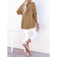 thumbnail image 4 of Womens Casual Button V Neck Long Sleeve Shirts Oversized Solid Blouses Tops Earthy Yellow XL, 4 of 5
