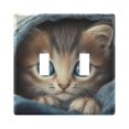 thumbnail image 2 of Dailycode Light Switch Plate Covers 3 Gang Wall Plate Plastics Outlet Covers for Kitchen Home Office Decor Cute Kitten Wrapped in Blanket, 2 of 8