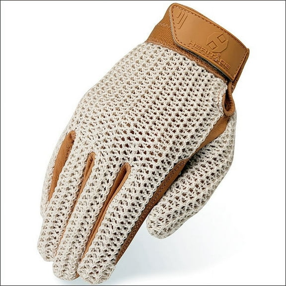 Heritage Gloves Crochet Riding Glove - Tan - Size 5
