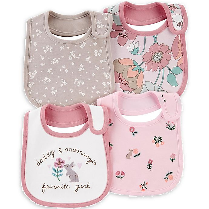 I Smile For Mommy & No Cookies. Child Of Mine Carter's Bibs 3 Pack Pink Bear 