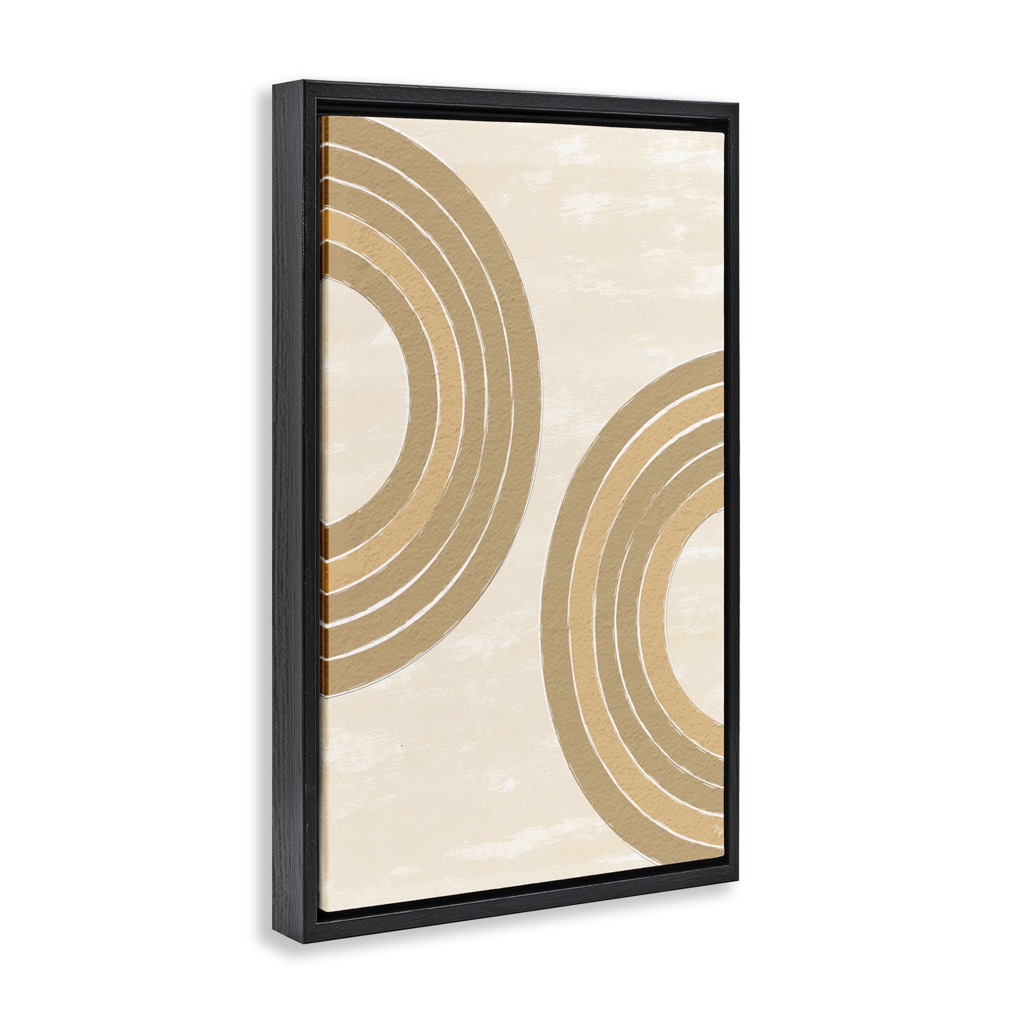Stupell Industries Neutral Arch Expressions Abstract Painting Black Floater Framed Canvas Art Print Wall Art, 21 x 31