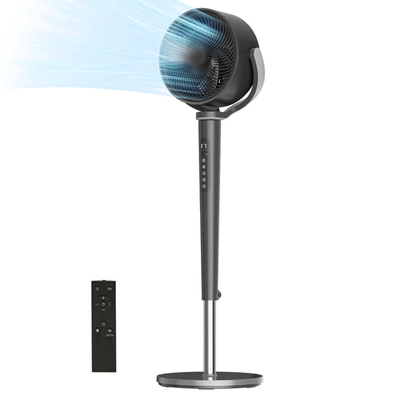 Pedestal Fan with Remote & Adjustable Height , Quiet 16 Speeds & 5 Modes, 120° Dual-Axis Oscillating Standing Fan,12H Timer for Home Office Bedroom