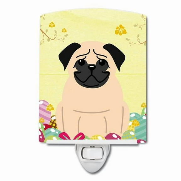 Caroline's Treasures BB6008CNL Easter Eggs Pug Fawn Ceramic Night Light, 6x4x3", multicolor