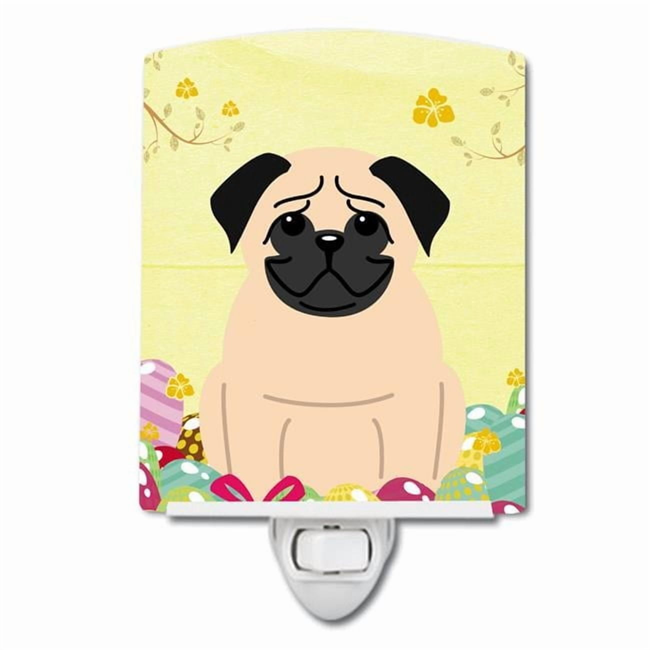 Caroline s Treasures BB6008CNL Easter Eggs Pug Fawn Ceramic Night Light 6x4x3 multicolor