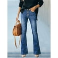 thumbnail image 2 of Women's High - Waisted Flare Jeans Slim Fit Retro Vintage Trend Fashion Casual Cotton Denim Button - Front Design Light Blue Wash Fashion Casual Pants for Daily Street, 2 of 5