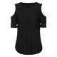 thumbnail image 3 of Top sexy de manga corta con cuello en V y hombros descubiertos para mujer - Corte holgado - Poliéster y spandex - Solo talla M, 3 of 3