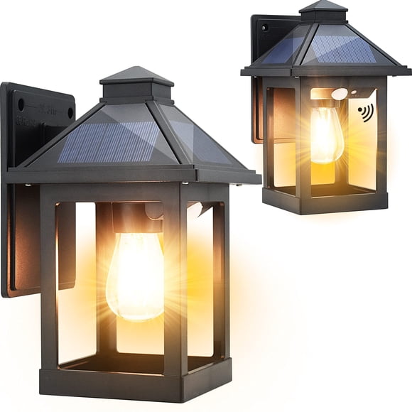Luces solares de pared CYHKEE, paquete de 2 unidades, sensor de movimiento IP65, impermeables