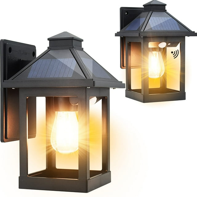 Luces solares de pared CYHKEE, paquete de 2 unidades, sensor de movimiento IP65, impermeables