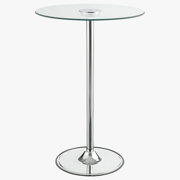 Kingfisher Lane 28" Round Glass Top LED Pub Table in Chrome