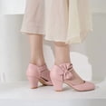 thumbnail image 6 of SACFOF Women's Mary Jane Heels with Bow Retro Closed Round Toe Pumps Sweet Ankle Strap Low Block Heels Chic Bowtie Vintage Dress Wedding Party Office Daily Shoes, 6 of 6