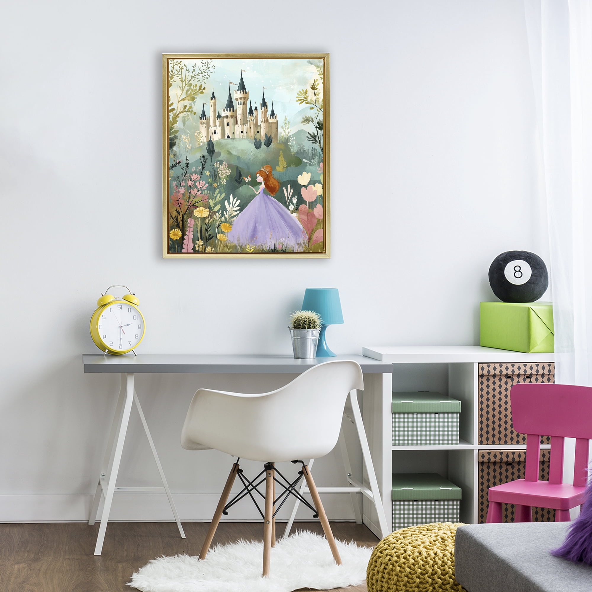 Stupell Industries Princess Day Out Gold Framed Floater Canvas Wall Art, design by Christine Simpson Art