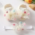 thumbnail image 6 of Baby Girls Princess Bowknot Soft Sole Cotton Cloth Crib Shoes Sneaker with Headband Set 7-12 Months, 6 of 8