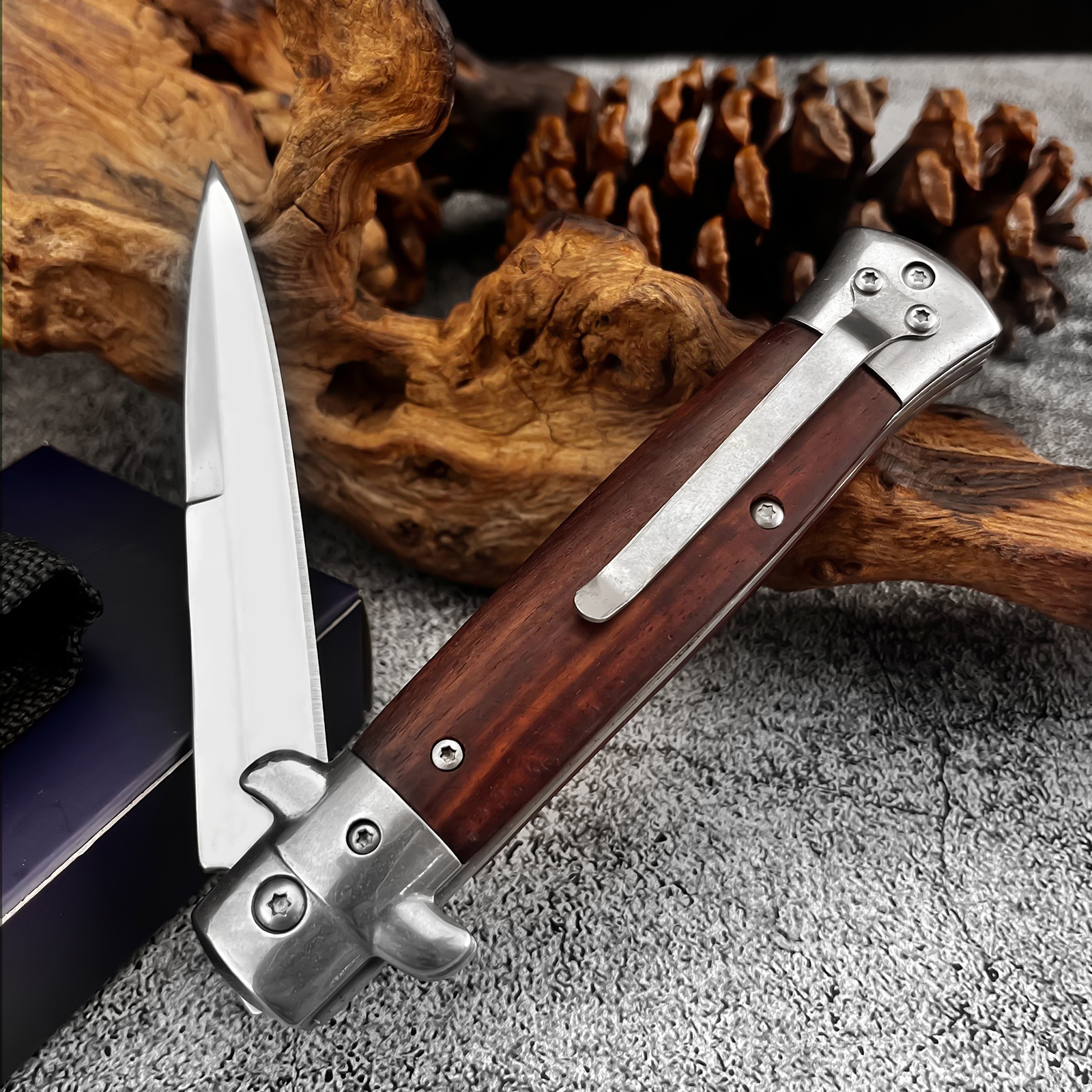 Everyday Lightweight Colored Wood Handle Utility Knife 440C Stainless Steel Blade Your Go-To Helper for Unboxing and Light Cutting Tasks at Home