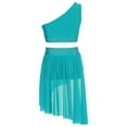 thumbnail image 3 of iiniim Kids Girls Lyrical Jazz Latin Dance Outfits Performance Crop Top with Irregular Hem Skirts A Blue Green 6, 3 of 7