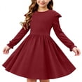 thumbnail image 2 of Robe Extensible à Manches Longues pour Filles, Robe Patineuse Évasée avec Encolure Ronde et Manches Bouffantes, Robe pour Récital Scolaire et Fête, 2 of 7