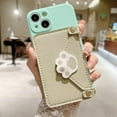 thumbnail image 3 of Green Phone Case with Cute Cat Paw Card Holder & Adjustable Shoulder Strap, Shockproof Soft Case for iPhone 11 Pro, 3 of 10