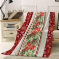 thumbnail image 2 of Watercolor Poinsettia Christmas Throw Blankets, Red Xmas Winter Holiday Soft Fleece Blanket Decorative for Home Sofa Couch Chair Living Bedroom,40x50 Inches, Gold White, 2 of 6