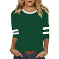 thumbnail image 2 of Womens Long Sleeve T Shirts Tops 3/4 Sleeve Summer Casual Versatile Raglan Crewneck Casual Fall Clothes for Women Tees Blouses Dark Green S, 2 of 3