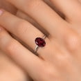 thumbnail image 4 of Gem Stone King 14K White Gold Red Rhodolite Garnet Solitaire Engagement Ring for Women | 2.00 Cttw | Oval 9X7MM | Gemstone January Birthstone | Size 6, 4 of 6