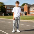 thumbnail image 5 of Eltusu Boys Cotton Sweatpants, Elastic Waistband Casual Comfort Solid Color Kids Joggers Gray Size 9-10 T, 5 of 6