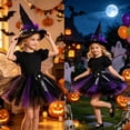 thumbnail image 2 of SUXIAN Girls Dress Halloween Short Sleeve Tutu Dress With Hat Mesh Skirt Party Performance Dresses For Girls Black_003 7-8 Years, 2 of 4