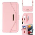 thumbnail image 1 of Compatible with Google Pixel 7 Pro Wallet Case, Premium PU Leather Card Slots Removable Adjustable Crossbody Strap Magnetic Leather Case with Kickstand & Make-up Mirror for Google Pixel 7 Pro, Pink, 1 of 5