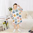 thumbnail image 6 of FORMRS Wearable Blanket Hoodie with Sleeves for Kids Cozy Flannel Sweatshirt, Colorful Flowers, 6 of 7