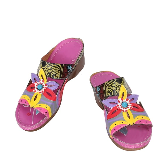 HAOTAGS Comfy Wedge Sandals for Women Platform with Arch Support Breathable Open Toe Walking Shoes Purple Size 9.5