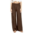 thumbnail image 5 of Women's Linen Palazzos Pants Baggy High Waist Wide Leg Pants Womens Casual Solid Plus Size Loose Fits Lightweight Breathable Summer Vacation Bohos Beach Pants, 5 of 6